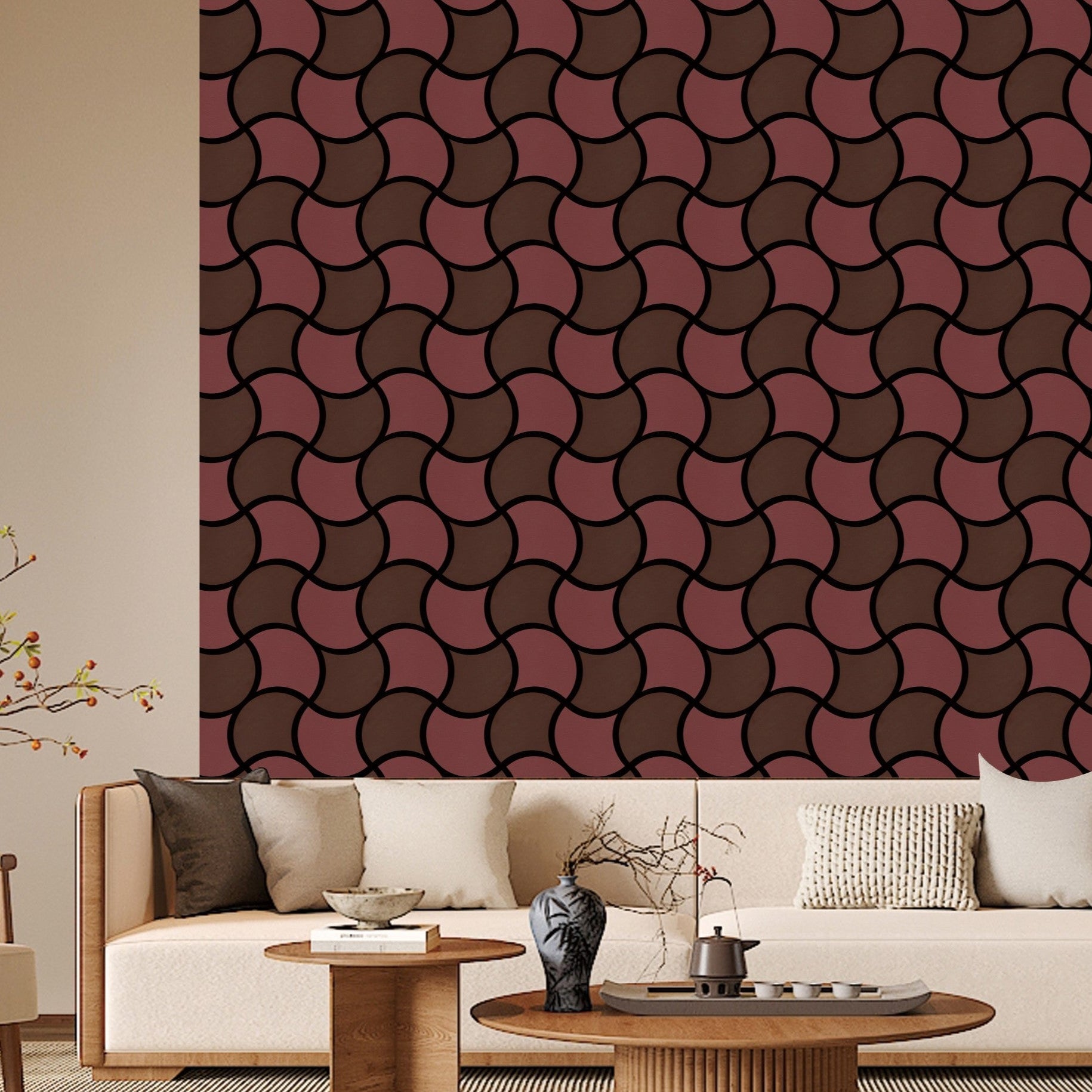 Acoustic Geometric Tessellate Panel – Crimson & Mahogany Wave - 600mm ...