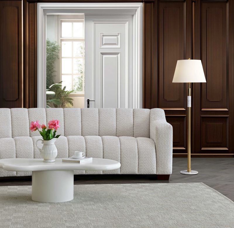 Oatmeal boucle three seater sofa from SixtySix Designs