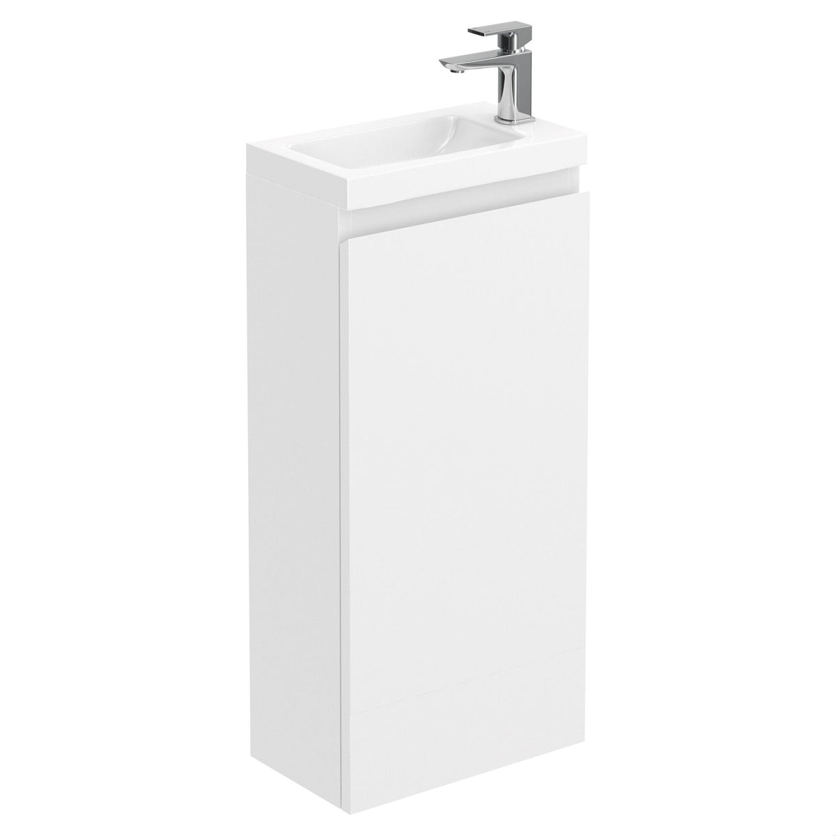 Halite 400mm Gloss White 1 Door Floor Standing Vanity Unit With 1 Tap Hole Basin - Main product image