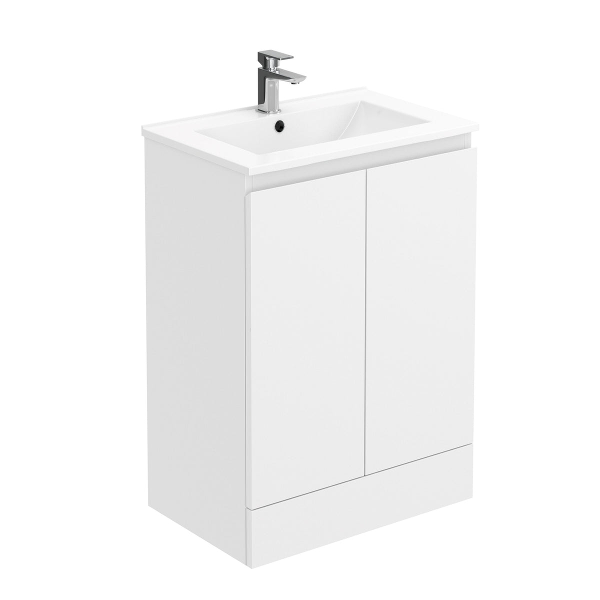 Halite 600mm Gloss White 2 Door Floor Standing Vanity Unit With 1 Tap Hole Basin - Main product image