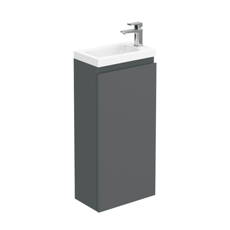 Halite 400mm Matt Grey 1 Door Floor Standing Vanity Unit With 1 Tap Hole Basin - Main product image