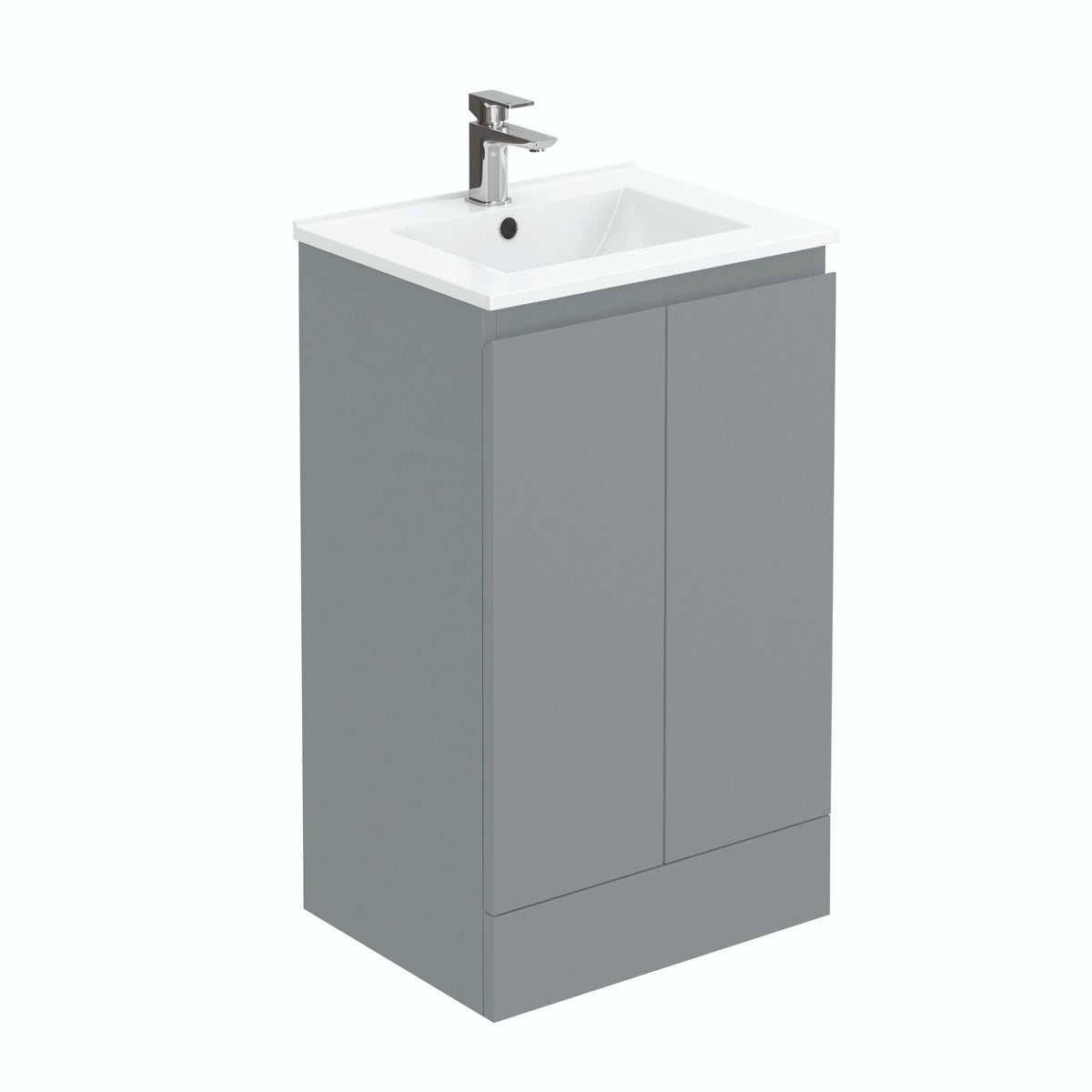 Halite 500mm Matt Grey 2 Door Floor Standing Vanity Unit With 1 Tap Hole Basin - Main product image