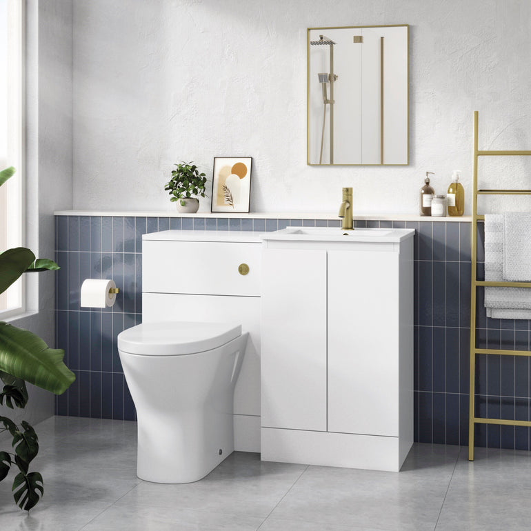Halite 500mm Gloss White Floor Standing WC Unit - Lifestyle image