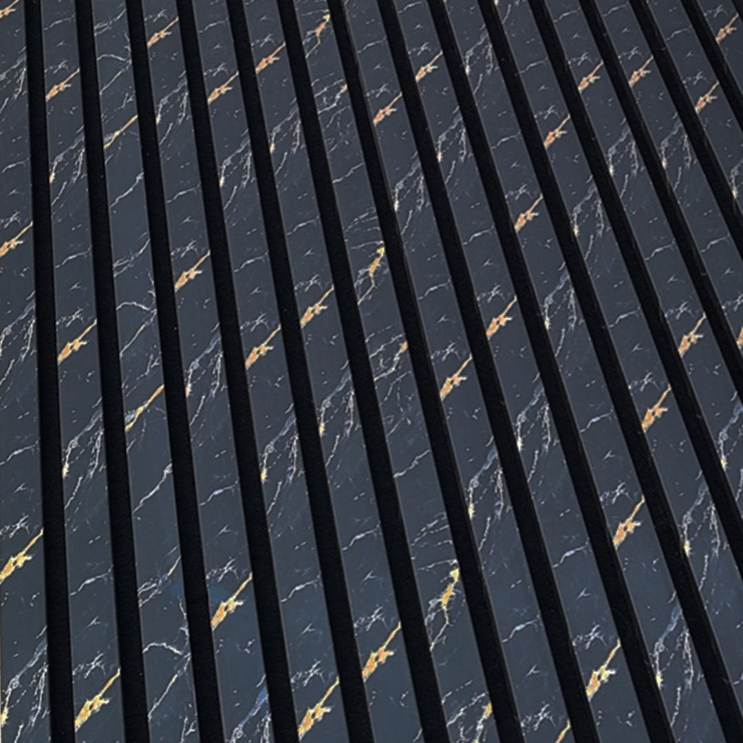 Acoustic Slatted Wall Panel 240 x 60cm - White Marble & Black Marble x  (1 panel)