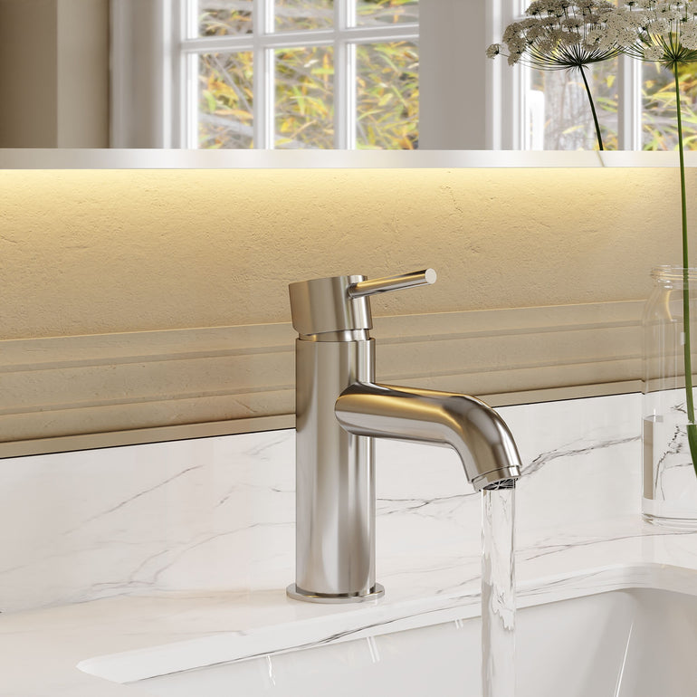 nuie choice Cartegena Chrome Mono Basin Mixer With Push Button Waste - Lifestyle image