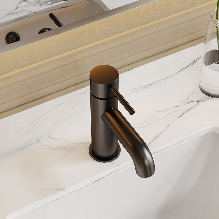 nuie choice Cartegena Matt Black Mono Basin Mixer With Push Button Waste - Lifestyle image