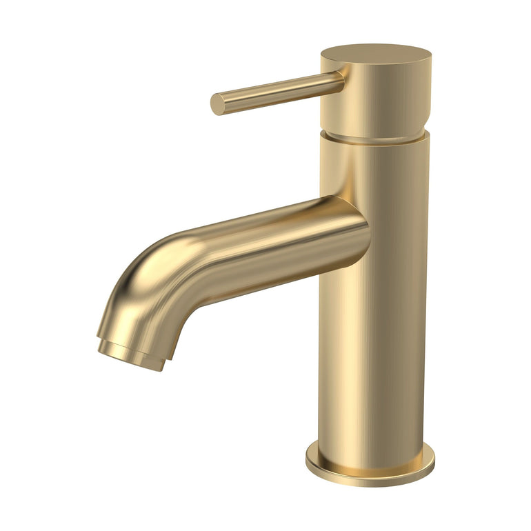 nuie choice Cartegena Brushed Brass Mono Basin Mixer With Push Button Waste - Main product image