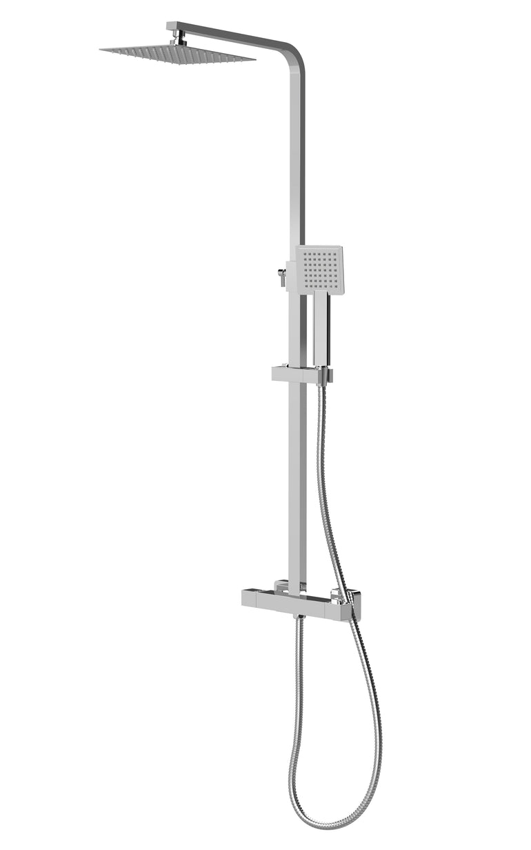nuie choice Chrome Square Dual Shower Valve Rigid Riser Kit - Main product image