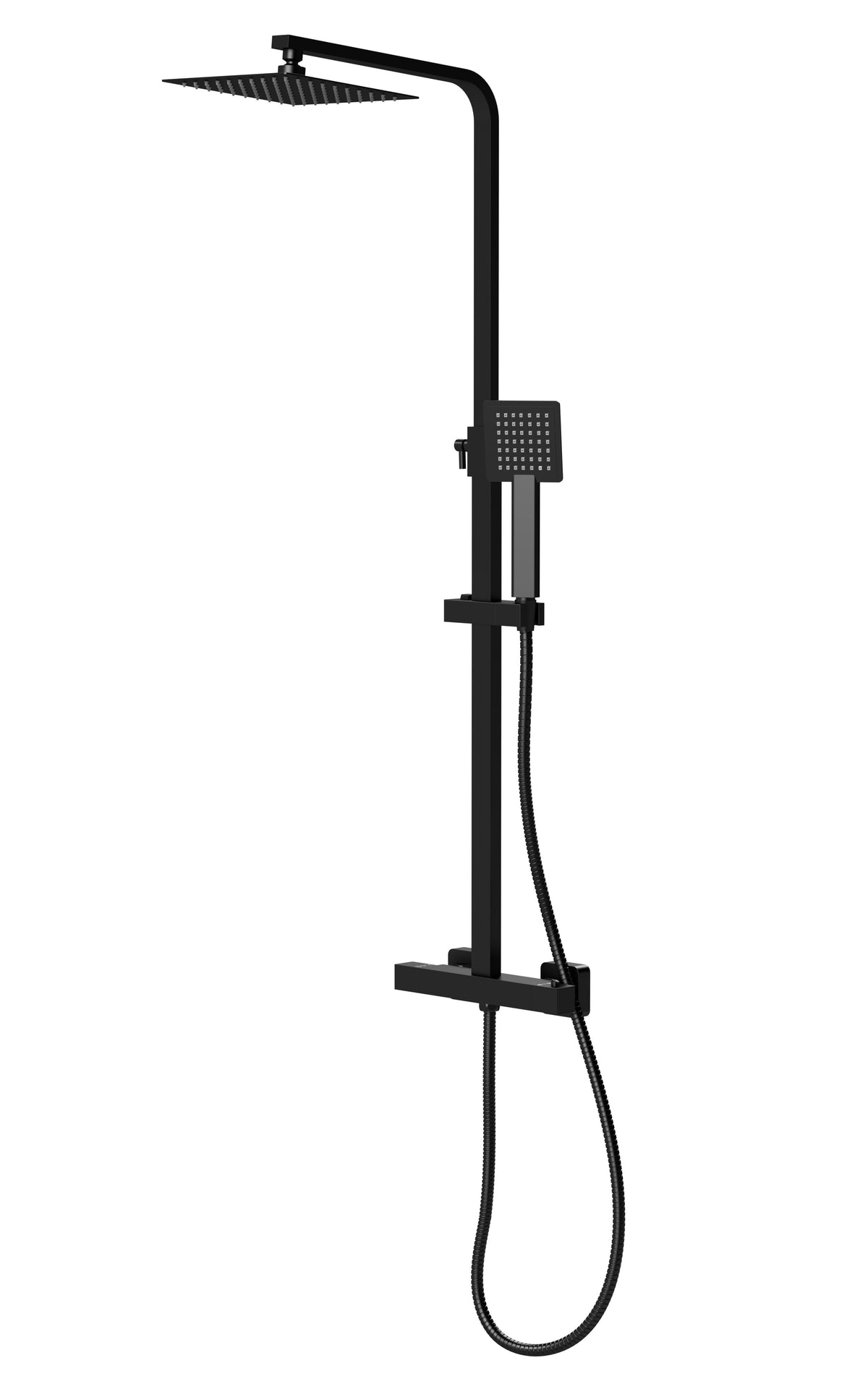 nuie choice Matt Black Square Dual Shower Valve Rigid Riser Kit - Main product image