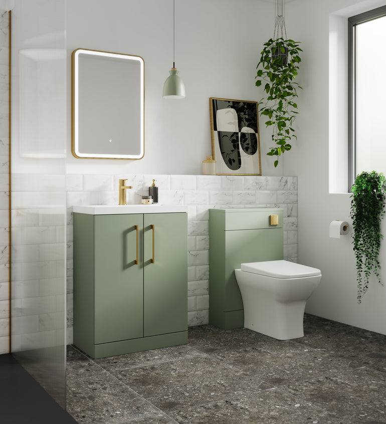 nuie Ava Round Back to Wall Toilet Pan With Seat - Lifestyle image