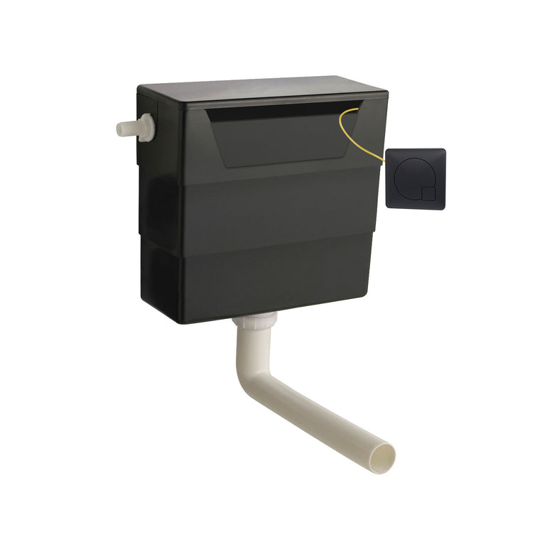 Concealed Cistern With Matt Black Contemporary Dual Flush Plate - Main product image