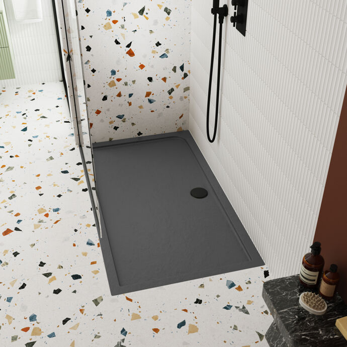 Nuie Pearlstone TR71033 Slate Grey rectangular shower tray – manufacturer additional image