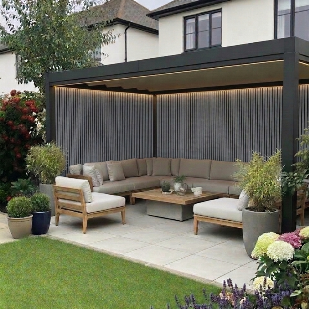 Essential Outdoor Slat Wall Panels | 230cm x 212cm | Dark Grey ...