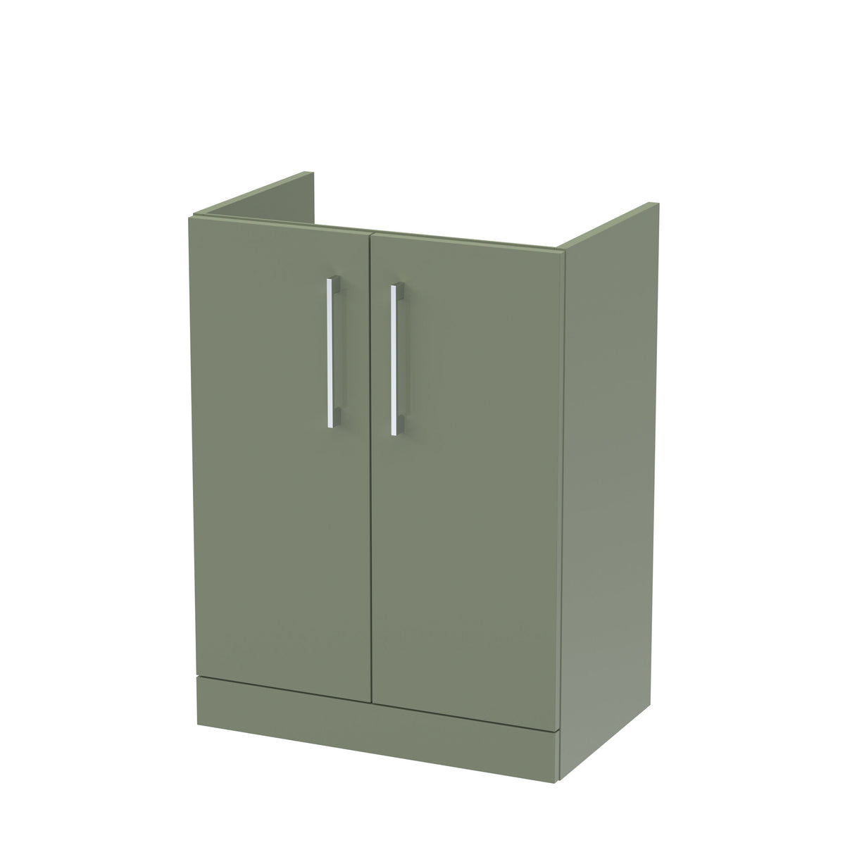 nuie Arno 600mm Satin Green 2 Door Floor Standing Vanity Unit - Main product image