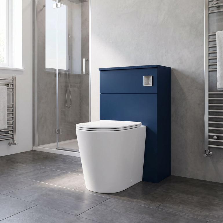 nuie Arno 500mm Midnight Blue Floor Standing WC Unit - Lifestyle image