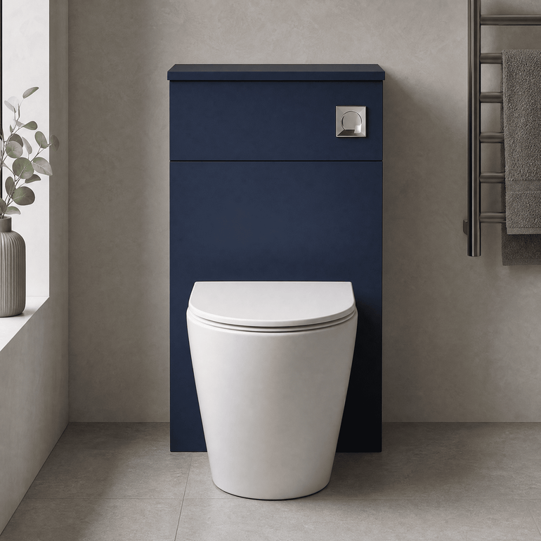 nuie Arno 500mm Midnight Blue Floor Standing WC Unit - Lifestyle image