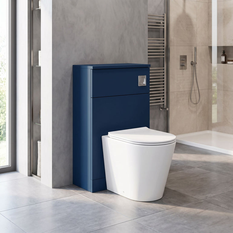 nuie Arno 500mm Midnight Blue Floor Standing WC Unit - Lifestyle image