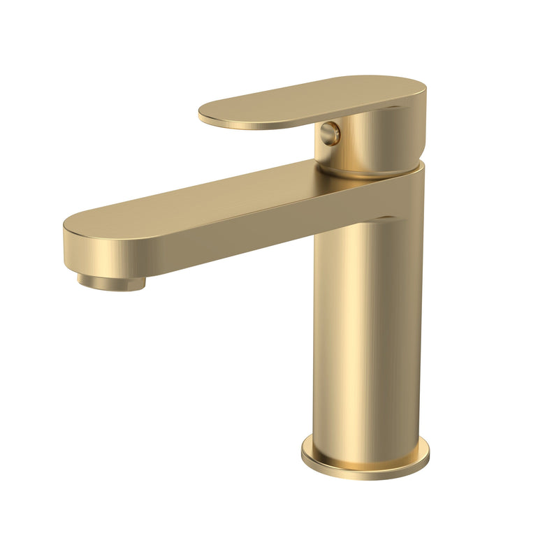 nuie choice Halstatt Brushed Brass Mono Basin Mixer With Push Button Waste - Main product image